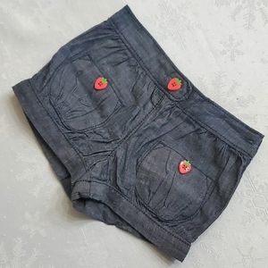 Gymboree Strawberry Button Navy Blue Elastic Waist Shorts Toddler Girls Size 2T